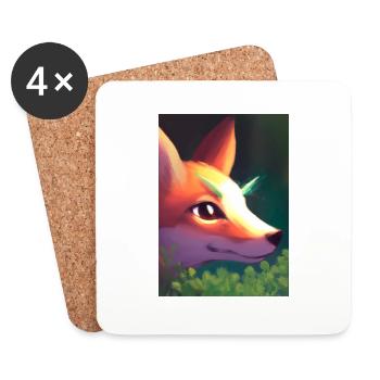 Niedliche Fuchs-Malerei - Untersetzer (4er-Set) - Weiß - Vorne