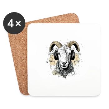 Goa, die audiophile Ziege - Untersetzer (4er-Set) - Weiß - Vorne