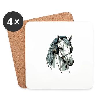 Hapo, das audiophile Pferd - Untersetzer (4er-Set) - Weiß - Vorne