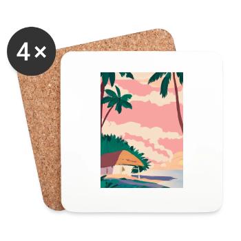 Hawaii Malerei - Untersetzer (4er-Set) - Weiß - Vorne
