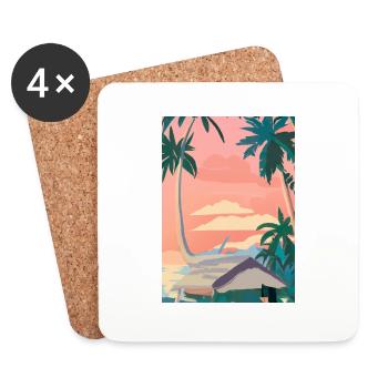 Hawaii Malerei - Untersetzer (4er-Set) - Weiß - Vorne