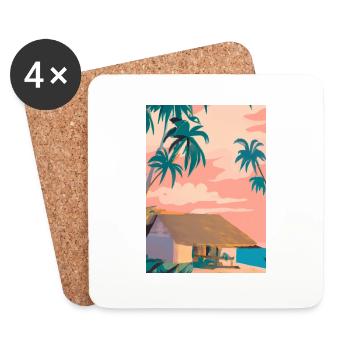 Hawaii Malerei - Untersetzer (4er-Set) - Weiß - Vorne