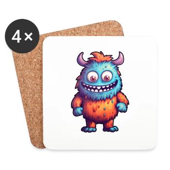 Petit monstre « Munchkin » dans le style comique - Dessous de verre (lot de 4) - blanc - Devant