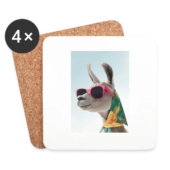 Ferienmode Lama - Untersetzer (4er-Set) - Weiß - Vorne