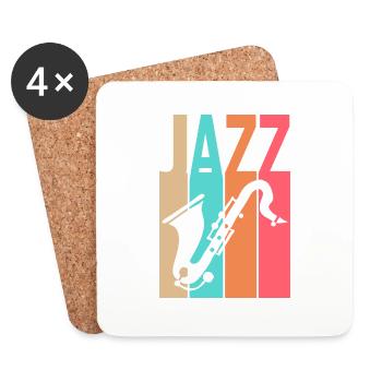 Musique Jazz - Saxophoniste - Dessous de verre (lot de 4) - blanc - Devant