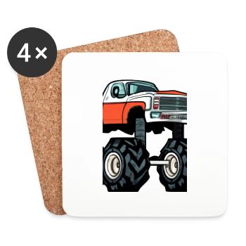 Monstertruck-Malerei - Untersetzer (4er-Set) - Weiß - Vorne