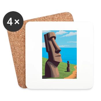 Monumentale Moai-Statuen - Untersetzer (4er-Set) - Weiß - Vorne