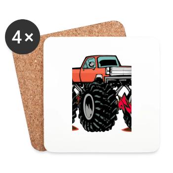 Monstertruck-Malerei - Untersetzer (4er-Set) - Weiß - Vorne