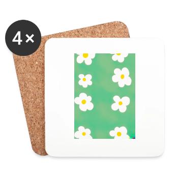 Blumen malen Muster - Untersetzer (4er-Set) - Weiß - Vorne