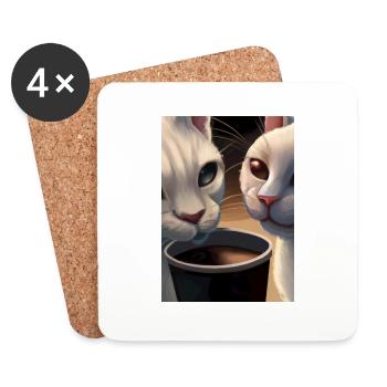 Two Cats Kaffee - Untersetzer (4er-Set) - Weiß - Vorne