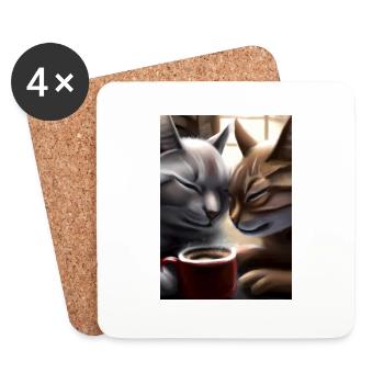Two Cats Kaffee - Untersetzer (4er-Set) - Weiß - Vorne