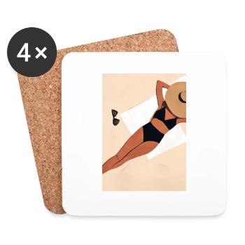 Frauen Sommerhut Bikini - Untersetzer (4er-Set) - Weiß - Vorne