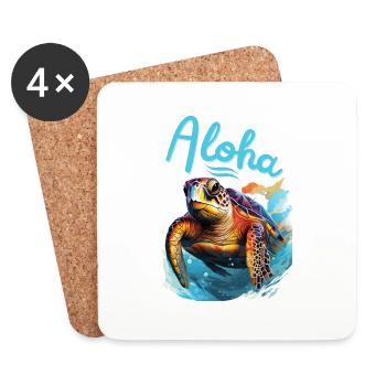 Turtle in the sea sea turtle underwater - Coasters (set of 4) - white - Front
