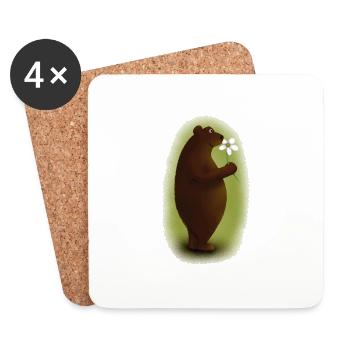 Bear with flower - Coasters (set of 4) - white - Front