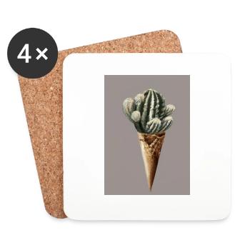 Kaktus-Eiscreme - Untersetzer (4er-Set) - Weiß - Vorne
