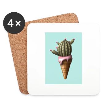 Kaktus-Eiscreme - Untersetzer (4er-Set) - Weiß - Vorne