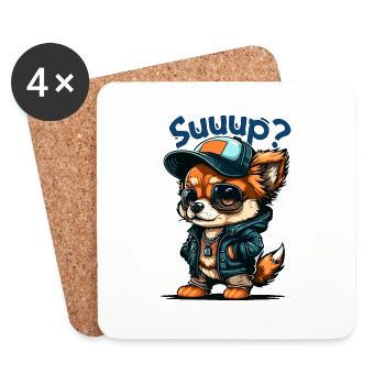 Suuup Hundewelpe - Untersetzer (4er-Set) - Weiß - Vorne