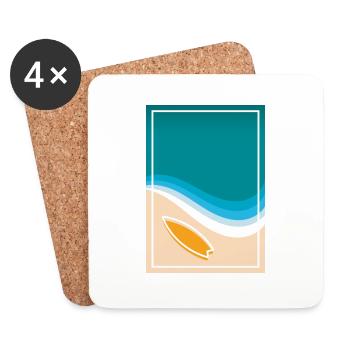 Strand Meer Surfing Urlaub Welle Surfen Surfboard - Untersetzer (4er-Set) - Weiß - Vorne