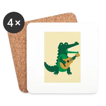 Krokodil spielt Gitarre - Untersetzer (4er-Set) - Weiß - Vorne
