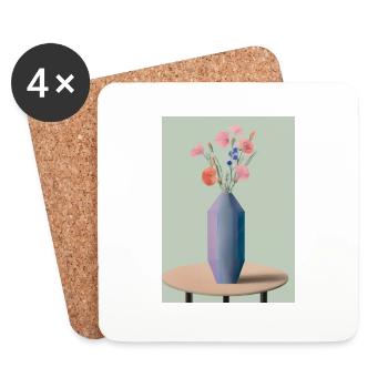 Fancy Blumen Vase - Untersetzer (4er-Set) - Weiß - Vorne