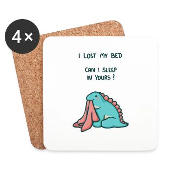 hugadino bed lost, dino, cute dinosaur - Coasters (set of 4) - white - Front