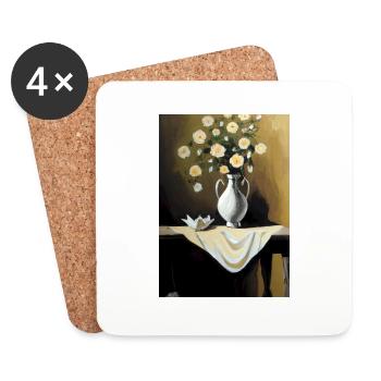 Fancy Blumen Vase - Untersetzer (4er-Set) - Weiß - Vorne