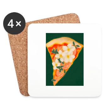 Blümchen-Pizza - Untersetzer (4er-Set) - Weiß - Vorne