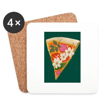 Blümchen-Pizza - Untersetzer (4er-Set) - Weiß - Vorne