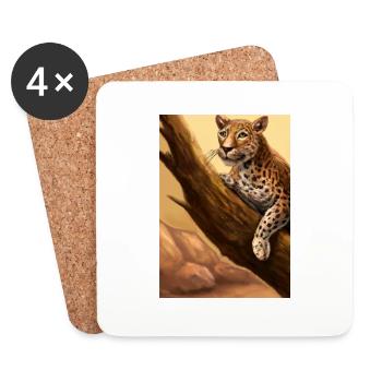 Leopard liegt auf Baum - Untersetzer (4er-Set) - Weiß - Vorne
