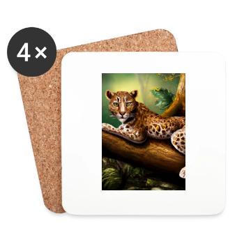 Leopard liegt auf Baum - Untersetzer (4er-Set) - Weiß - Vorne