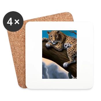 Leopard liegt auf Baum - Untersetzer (4er-Set) - Weiß - Vorne