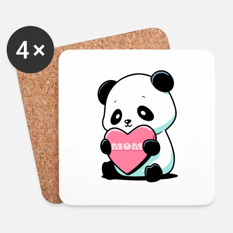 Panda liebt seine Mutter - Untersetzer (4er-Set) - Weiß