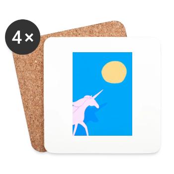 Minimales Einhorn - Untersetzer (4er-Set) - Weiß - Vorne