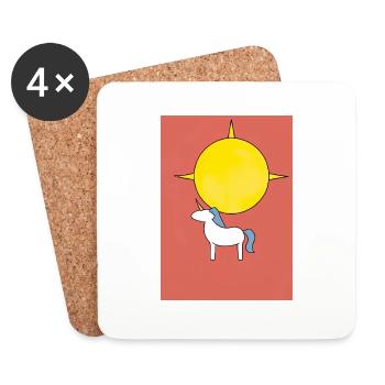 Minimales Einhorn - Untersetzer (4er-Set) - Weiß - Vorne