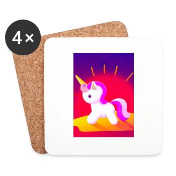 Minimales Einhorn - Untersetzer (4er-Set) - Weiß - Vorne