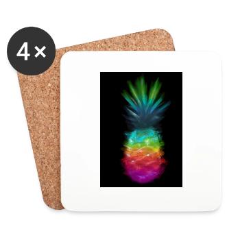 Regenbogen Ananas - Untersetzer (4er-Set) - Weiß - Vorne