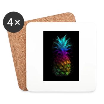 Regenbogen Ananas - Untersetzer (4er-Set) - Weiß - Vorne