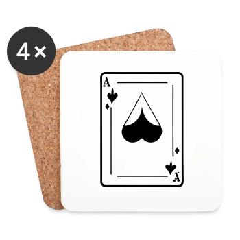 Spielkarte Ass - Untersetzer (4er-Set) - Weiß - Vorne