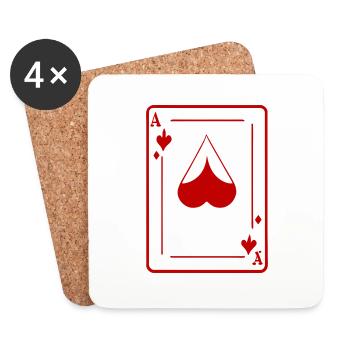 Spielkarte Ass - Untersetzer (4er-Set) - Weiß - Vorne