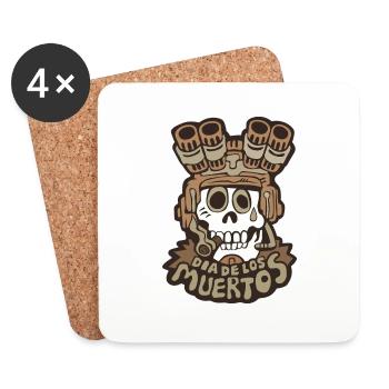 Dia de los Muertos - Soldier's skull - desert - Coasters (set of 4) - white - Front