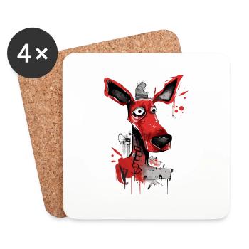 Dongi der rote Hund - Untersetzer (4er-Set) - Weiß - Vorne