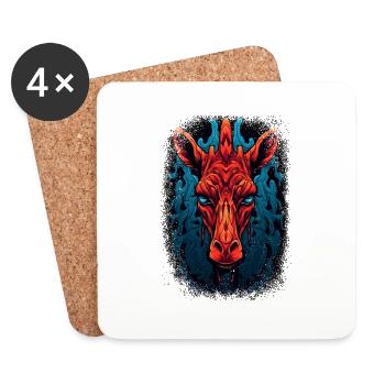 Sloth Love Giraffe Art Funny Giraffe Fun Geek - Coasters (set of 4) - white - Front