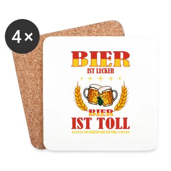 Bier - Untersetzer (4er-Set) - Weiß - Vorne