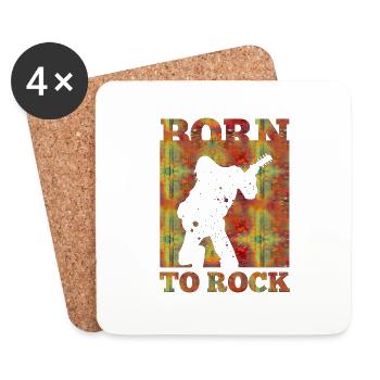Rock Music Band Retro Guitar Vintage Heavy Metal - Coasters (set of 4) - white - Front
