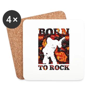 Rock Music Band Retro Guitar Vintage Heavy Metal - Coasters (set of 4) - white - Front