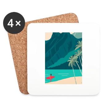 Surfen Strand - Untersetzer (4er-Set) - Weiß - Vorne
