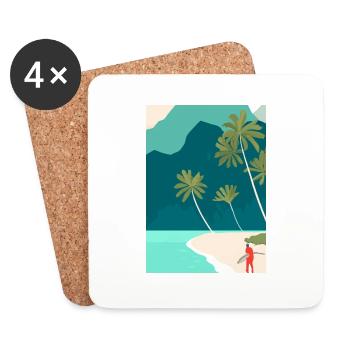 Surfen Strand - Untersetzer (4er-Set) - Weiß - Vorne