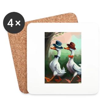 Zwei Enten - Untersetzer (4er-Set) - Weiß - Vorne