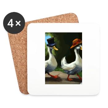 Zwei Enten - Untersetzer (4er-Set) - Weiß - Vorne