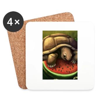 Wassermelonen-Schildkröte - Untersetzer (4er-Set) - Weiß - Vorne